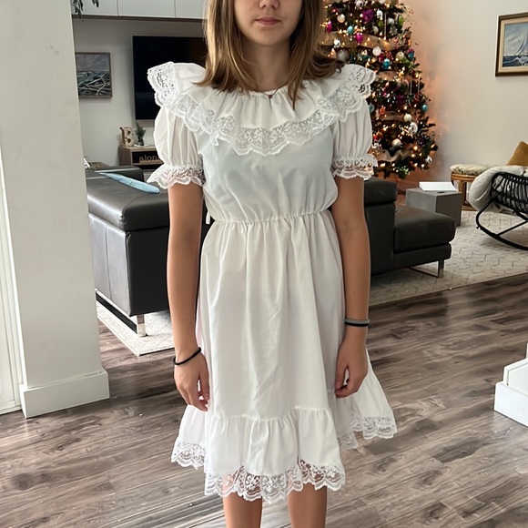 VINTAGE white dress - first communion, wedding, baptism, holiday dress, Angel - Picture 9 of 10